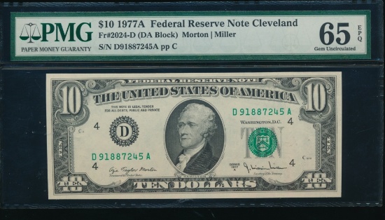 1977A $10 Cleveland FRN PMG 65EPQ
