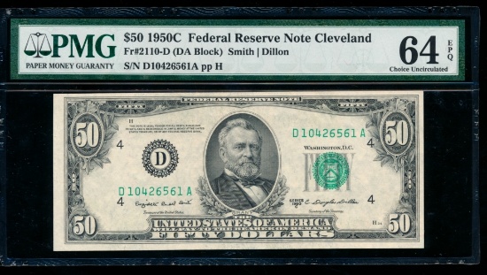 1950C $50 Cleveland FRN PMG 64EPQ