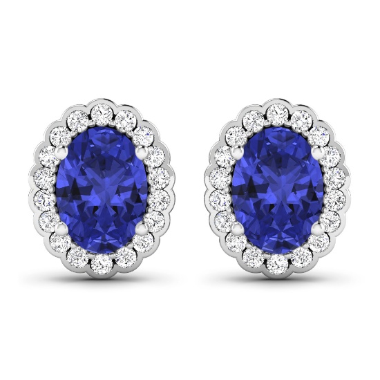 14KT White Gold 1.24ctw Tanzanite and Diamond Earrings