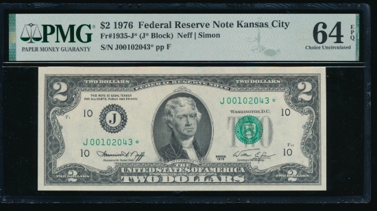 1976 $2 Kansas City FRN PMG 64EPQ