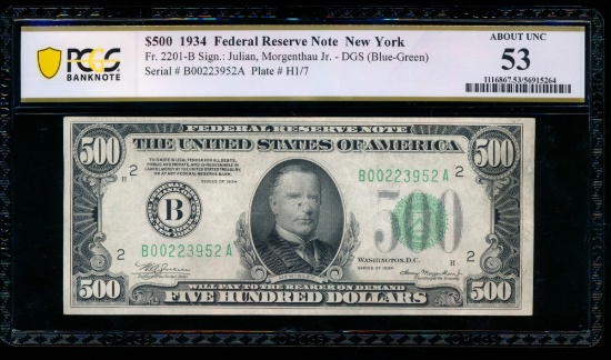 1934 $500 New York FRN PCGS 53
