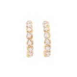 Plated 18KT Yellow Gold and Sterling Silver 0.51ctw Diamond Earrings