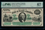 1872 $50 Columbia SC Obsolete Note PMG 67EPQ