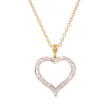 Plated 18KT Yellow Gold Diamond Heart Pendant with Chain