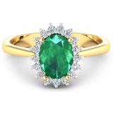 14KT Yellow Gold 1.53ct Zambian Emerald and Diamond Ring