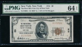 1929 $5 New York NY National Note PMG 64EPQ