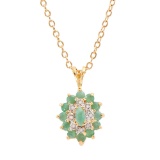 Plated 18KT Yellow Gold 1.00ctw Emerald and Diamond Pendant with Chain