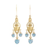Plated 18KT Yellow Gold and Sterling Silver 4.07ctw Blue Topaz Earrings