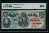 1869 $5 Legal Tender Note PMG 64