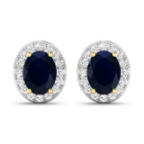 14KT Yellow Gold 2.6ctw Blue Sapphire and Diamond Earrings