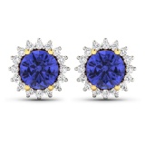 14KT Yellow Gold 1.44ctw Tanzanite and Diamond Earrings