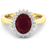 14KT Yellow Gold 1.5ct Ruby and Diamond Ring