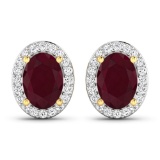 14KT Yellow Gold 1.7ctw Ruby and Diamond Earrings
