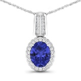 14KT White Gold 1.6ctw Tanzanite and Diamond Pendant