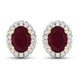 14KT Yellow Gold 1.7ctw Ruby and Diamond Earrings