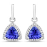 14KT White Gold 3.86ctw Tanzanite and White Diamond Earrings