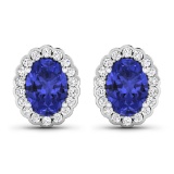 14KT White Gold 1.24ctw Tanzanite and Diamond Earrings