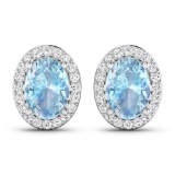 14KT White Gold 1.02ctw Aquamarine and Diamond Earrings