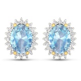 14KT Yellow Gold 1.92ctw Aquamarine and Diamond Earrings