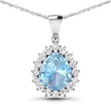 14KT White Gold 2.3ctw Aquamarine and Diamond Pendant