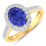 14KT Yellow Gold 1.41ctw Tanzanite and Diamond Ring