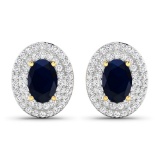 14KT Yellow Gold 1.16ctw Blue Sapphire and Diamond Earrings