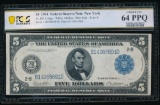 1914 $5 New York FRN PCGS 64PPQ