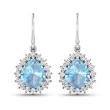 14KT White Gold 2.5ctw Aquamarine and Diamond Earrings