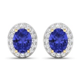14KT Yellow Gold 2.18ctw Tanzanite and Diamond Earrings