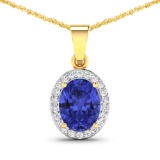 14KT Yellow Gold 1.6ctw Tanzanite and Diamond Pendant