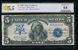 1899 $5 Chief Silver Certificate PCGS 64