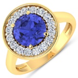 14KT Yellow Gold 2.02ct Tanzanite and Diamond Ring