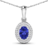 14KT White Gold 0.62ctw Tanzanite and Diamond Pendant