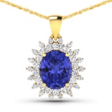 14KT Yellow Gold 3.75ctw Tanzanite and Diamond Pendant
