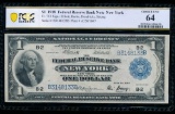 1918 $1 New York FRBN PCGS 64