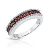 Plated Rhodium 0.50ctw Orange Sapphire Ring