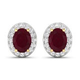 14KT Yellow Gold 3ctw Ruby and Diamond Earrings