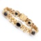 Plated 18KT Yellow Gold 11.00ctw Black Sapphire and Diamond Bracelet