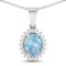 14KT White Gold 1.05ctw Aquamarine and Diamond Pendant