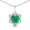 14KT White Gold 1.8ctw Zambian Emerald and Diamond Pendant