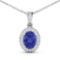 14KT White Gold 1.09ct Tanzanite and Diamond Pendant with Chain