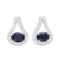 Plated Rhodium and Sterling Silver 3.15ctw Sapphire and Diamond Earrings