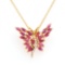 Plated 18KT Yellow Gold 4.05ctw Ruby and Diamond Pendant with Chain
