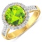 14KT Yellow Gold 2.6ctw Peridot and Diamond Ring