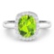 14KT White Gold 2ctw Peridot and Diamond Ring