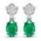 14KT White Gold 1.12ctw Zambian Emerald and Diamond Earrings