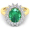 14KT Yellow Gold 3.14ct Zambian Emerald and Diamond Ring