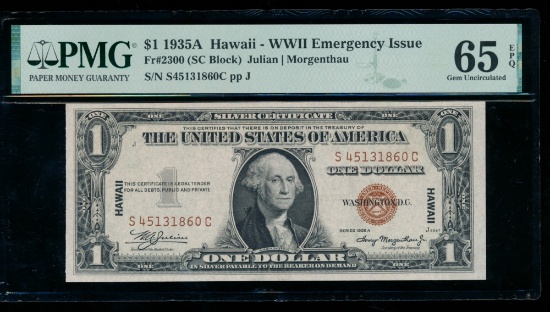 1935A $1 Hawaii Silver Certificate PMG 65EPQ