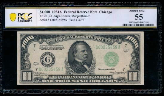 1934A $1000 Chicago FRN PCGS 55
