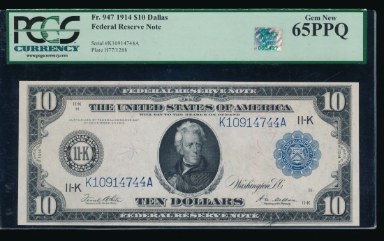 1914 $10 Dallas FRN PCGS 65PPQ